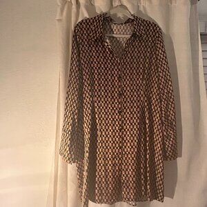Abercrombie and Fitch Collared Shirt Dress in Black and Tan - Sz XL